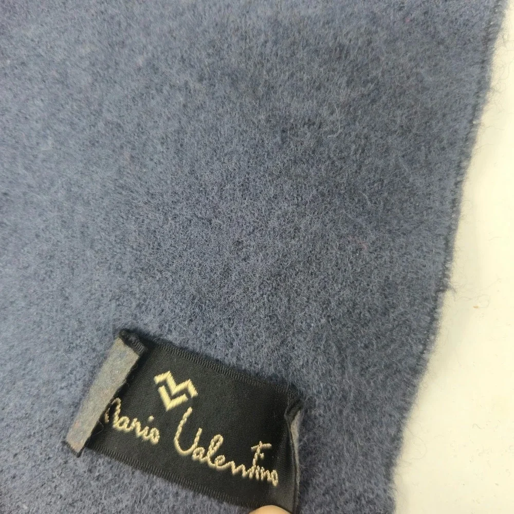 Vintage Mario Valentino‎ Scarf Reversible Black/Dark Gray Wool 58